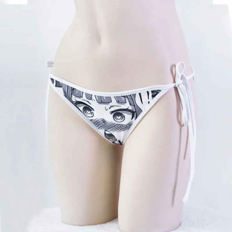 Women Underwear Breathable Side Tie Panties Low-rise Underpants Anime Cartoon Printing Briefs Adjustable Sides Panties