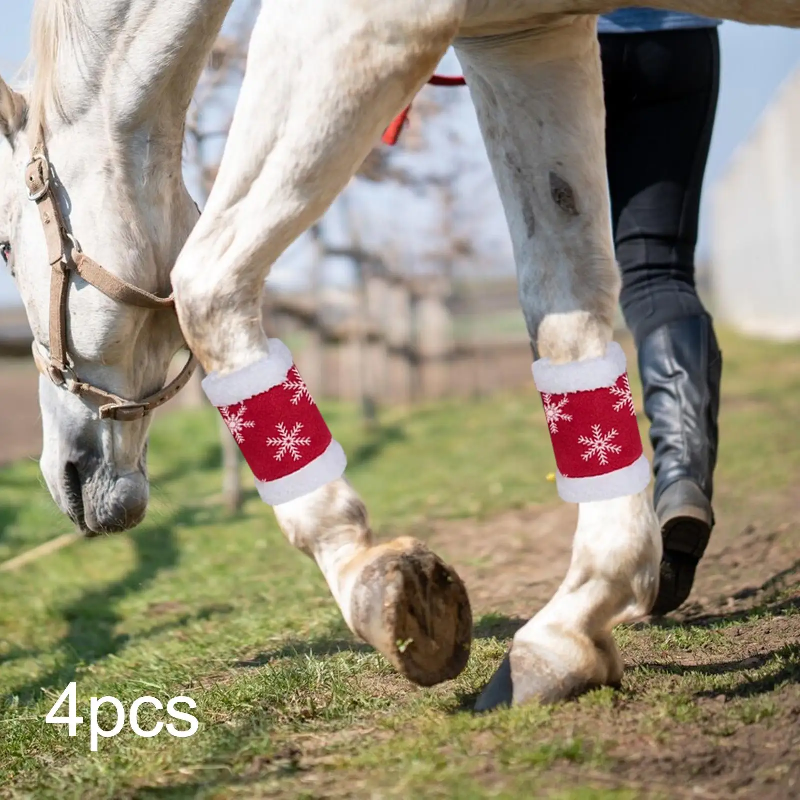 4Pcs Horse Leg Wraps Warmer Equestrian Equipment Polar Fleece Horse Leg Protection for Jumping Sports Riding Cosplay Christmas