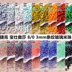 Czech imported Baoshi, Osha 3mm striped beads 6/0 solid color watermelon beads handmade bracelet DIY bead scattered beads