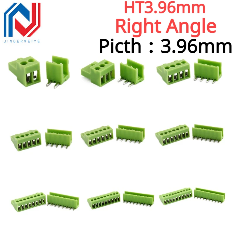 5Sets HT3.96mm Connector 2P 3P 4P 5P 6P 7P 8P 9P 10Pin Pitch 3.96mm 300V Right Angle Male Female PCB Terminal Blocks Connector