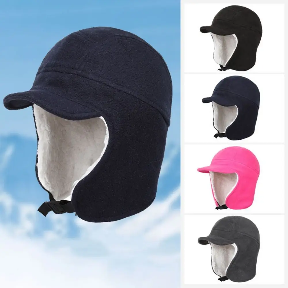 Windbreak Ear Protection Plush Cap Thermal Fleece Lining Winter Earflap Hat Keep Warm Breathable Riding Earflap Cap Cycling