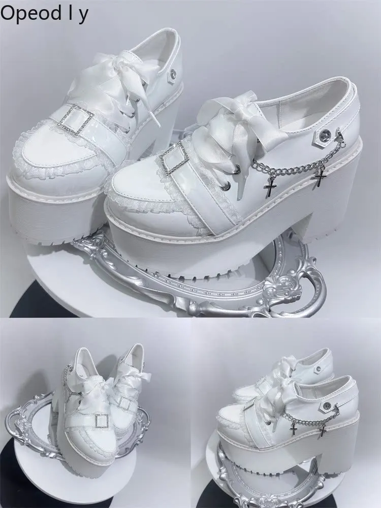 Y2k Subculture Japanese Original Lolita Platform Heightening Shoes Sweet Cool Girl Fashion Versatile Leather Shallow Mouth Shoes