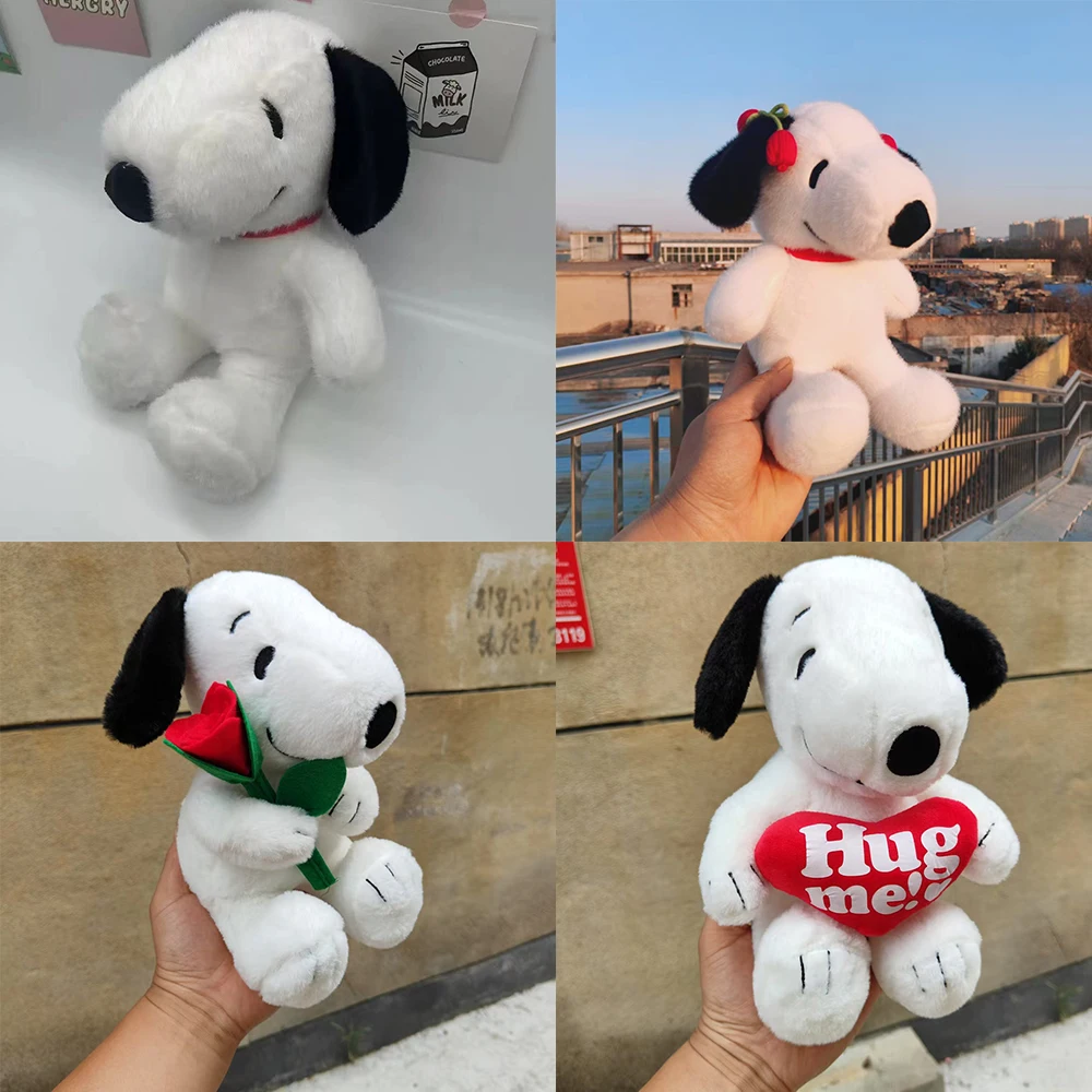 

Плюшевая игрушка Снупи: милая, мягкая, с цветами и сердцем, в подарок на День святого Валентина (Циси), подушка-собачка, подарок на день рождения