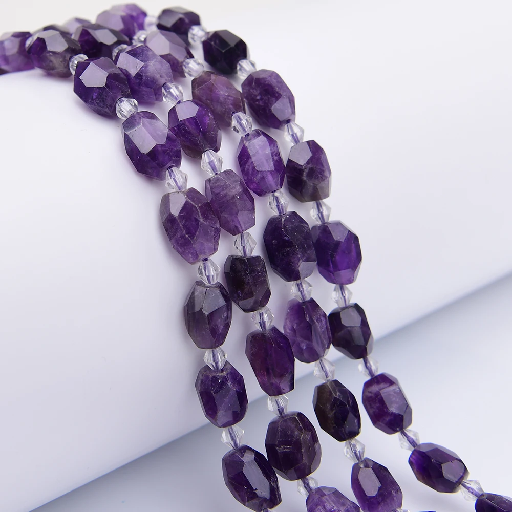 

APDGG Natural Purple Beveled Amethyst Faceted Quartz Nugget Loose Beads 15" Strand Jewelry Making DIY