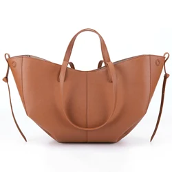 Women Daily Grocery Bag Large Capacity Solid Color Bag PU Leather Leisure Bag with Matching Clutch Set