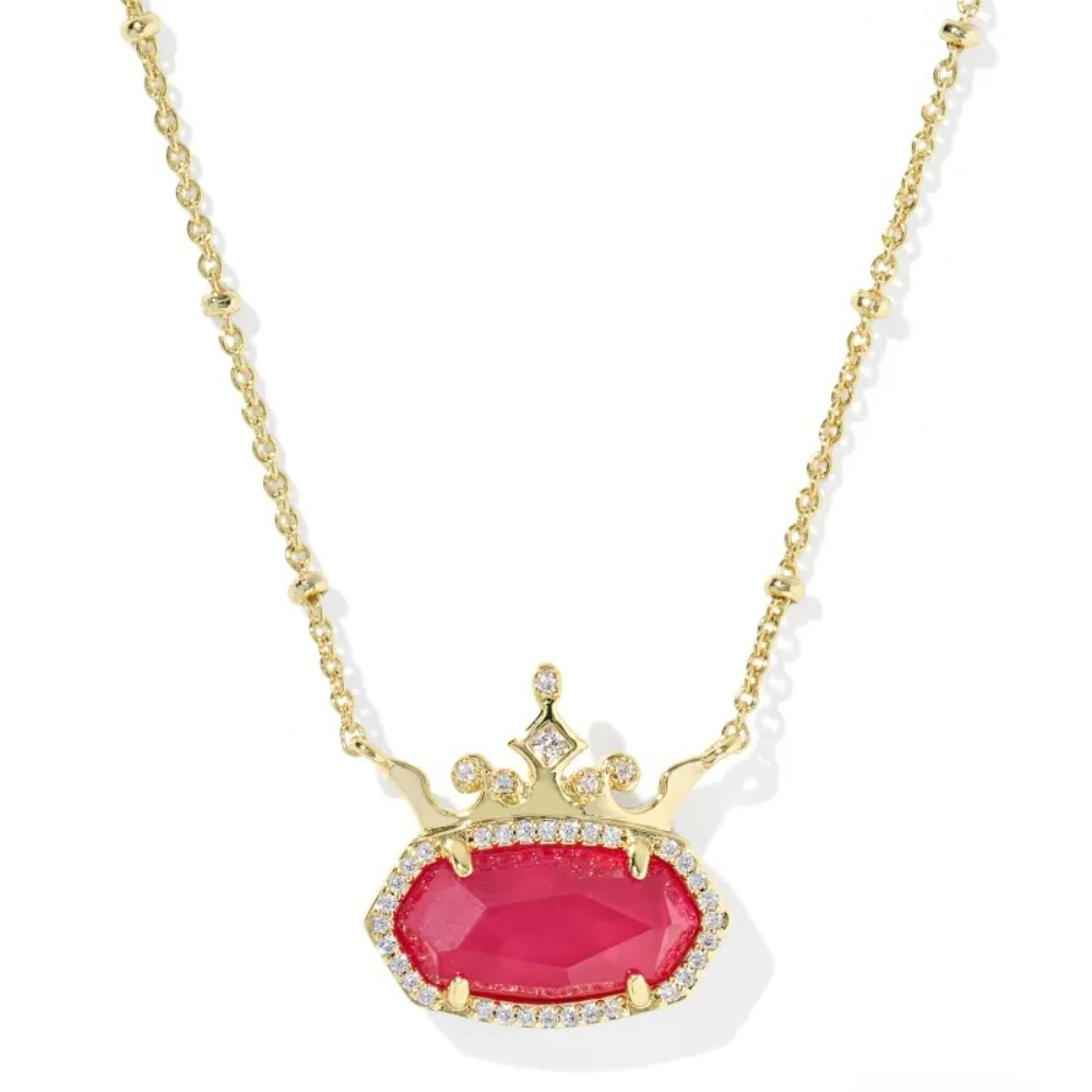 

YozyCraft Princess Series Sparkling Crown Accent Short Pendant Necklace, Fashion Jewelry, Unique Gifts