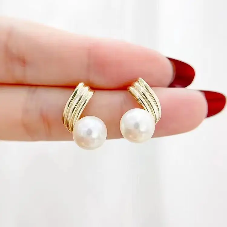 

Оптовая продажа, серьги из стерлингового серебра S925, фурнитура для крепления, базовые монтажные детали, аксессуар для жемчуга 7-8 мм, 5 пар/лот