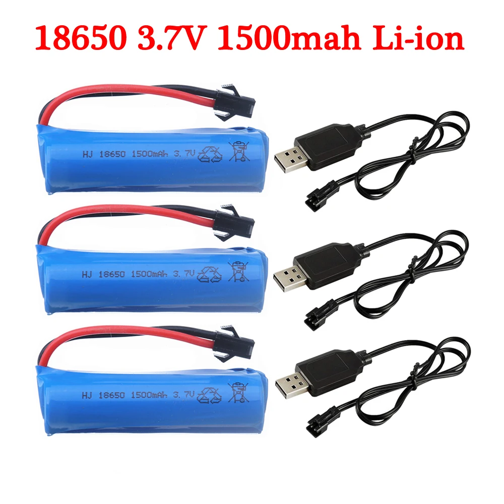 3.7V 1500mAh 18650 Rechargeable Battery / USB Charger For Q85 Q70 D876 RC Toys Helicopter Car Baot Tank Gun 3.7v Li-ion Battery