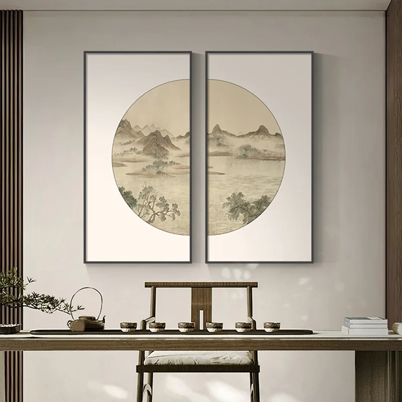 

New Chinese style tea room ink decoration study landscape living room dining room canvas painting