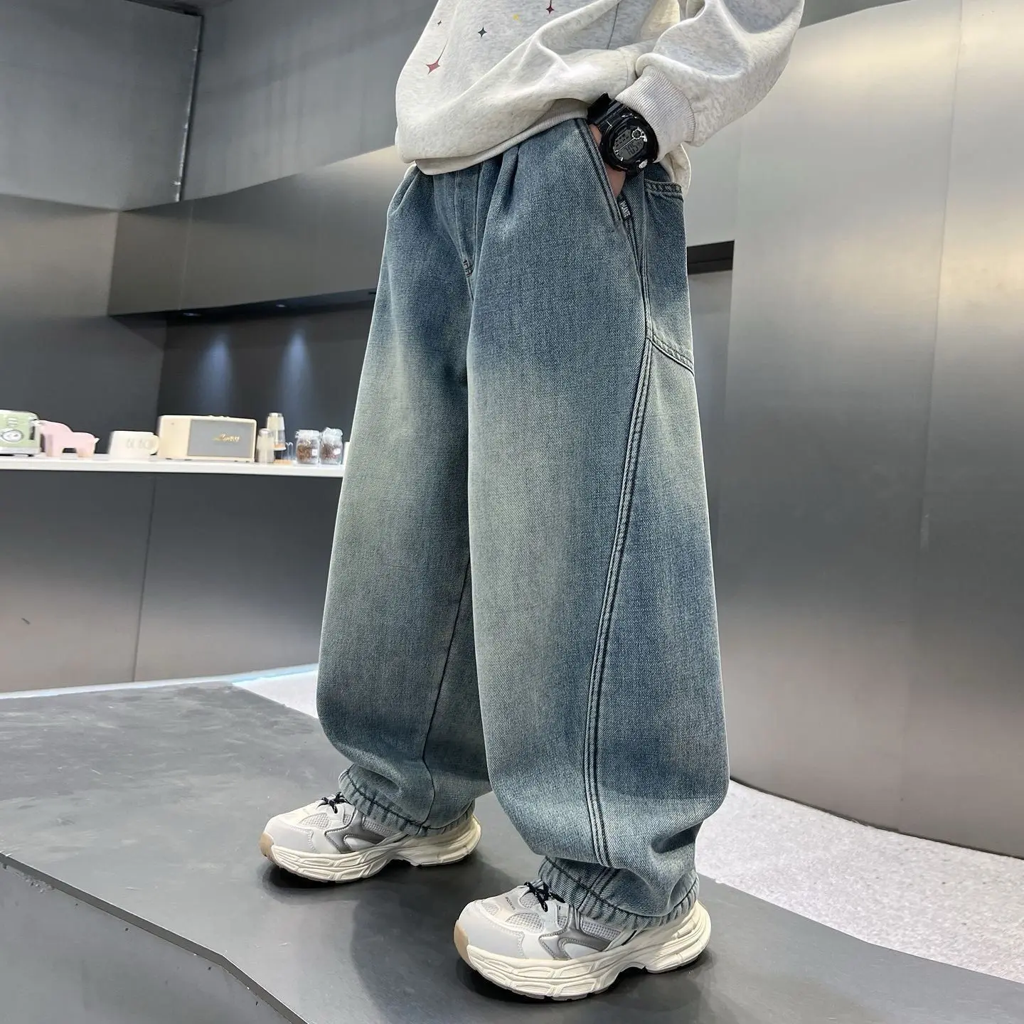 2026 Boys Denim Jeans Spring Autumn Casual Loose Straight Pants Kids Fashion Trousers
