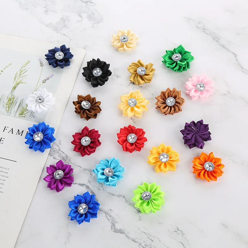 

10PCS Fashion Ruffled Metallic Fabric Flowers With Pearls For Hair Clip Lovely Flora Flower For Shoes Apparel Headwear