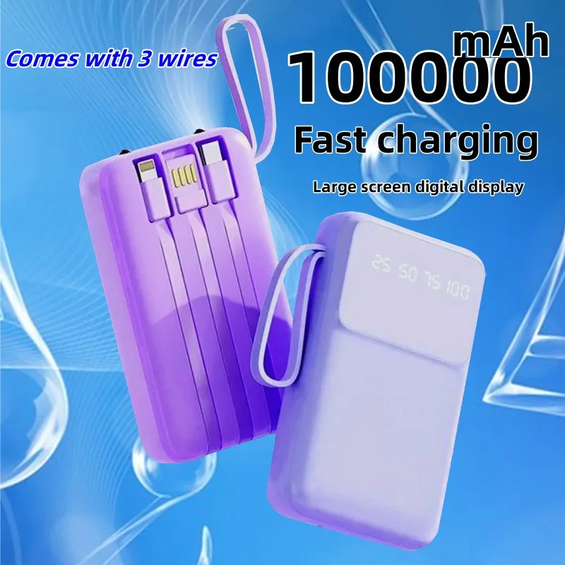 

2024 Mini Comes with A 3-wire Large Capacity Power Bank, A 100000mAh Mobile Fast Charging Power Supply, Suitable for USB Fans