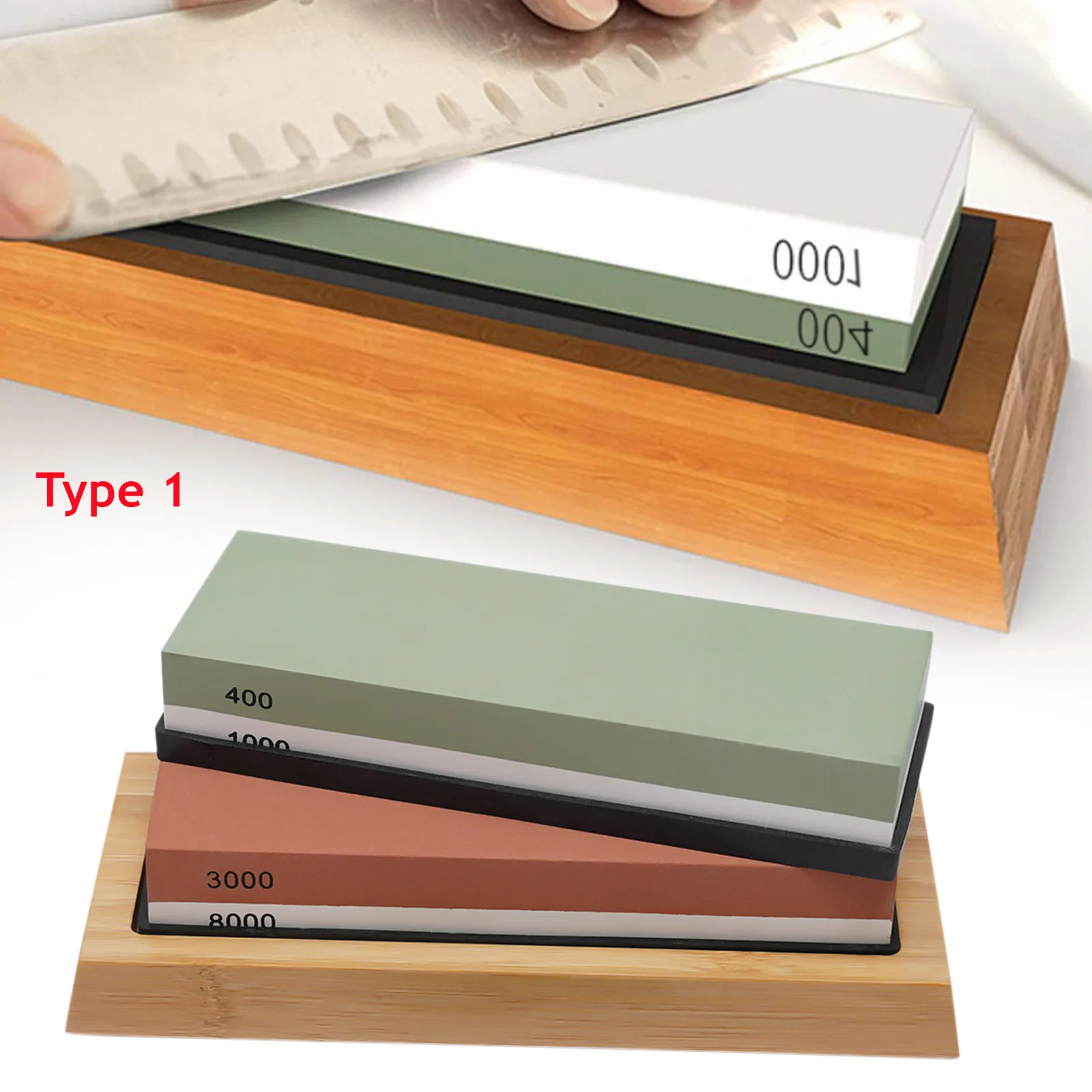 Knife Sharpening Stone Set Professional 400/1000 3000/8000 Grit Double-Side Set Kitchen Tools Kit