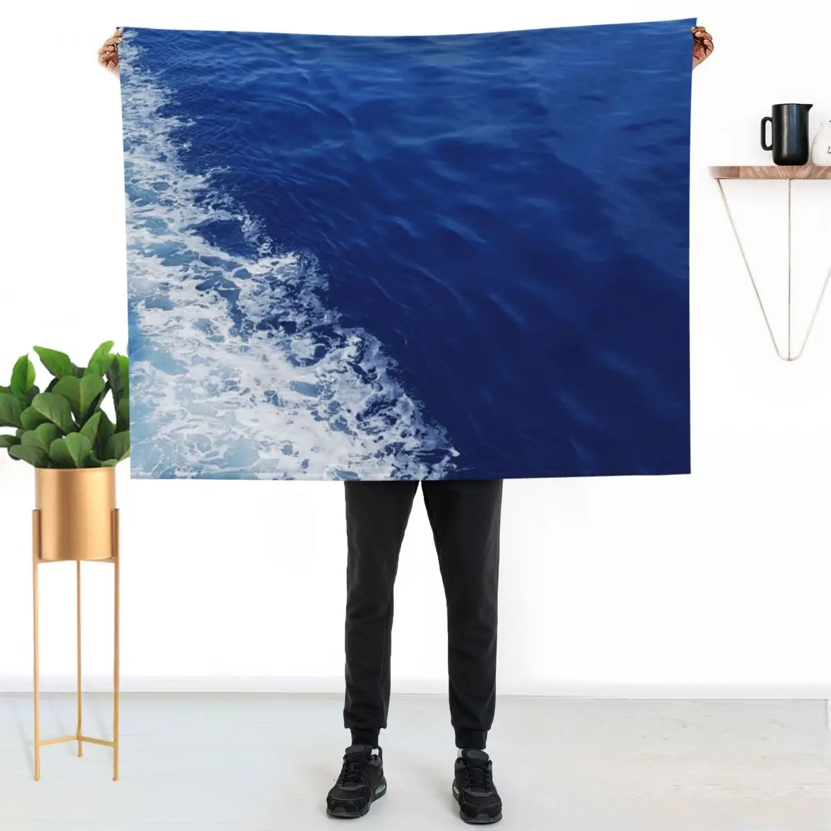 Blue Wave Throw Blanket Cute Plaid Decorative Beds Decoratives Hairy Furry Polar Blankets