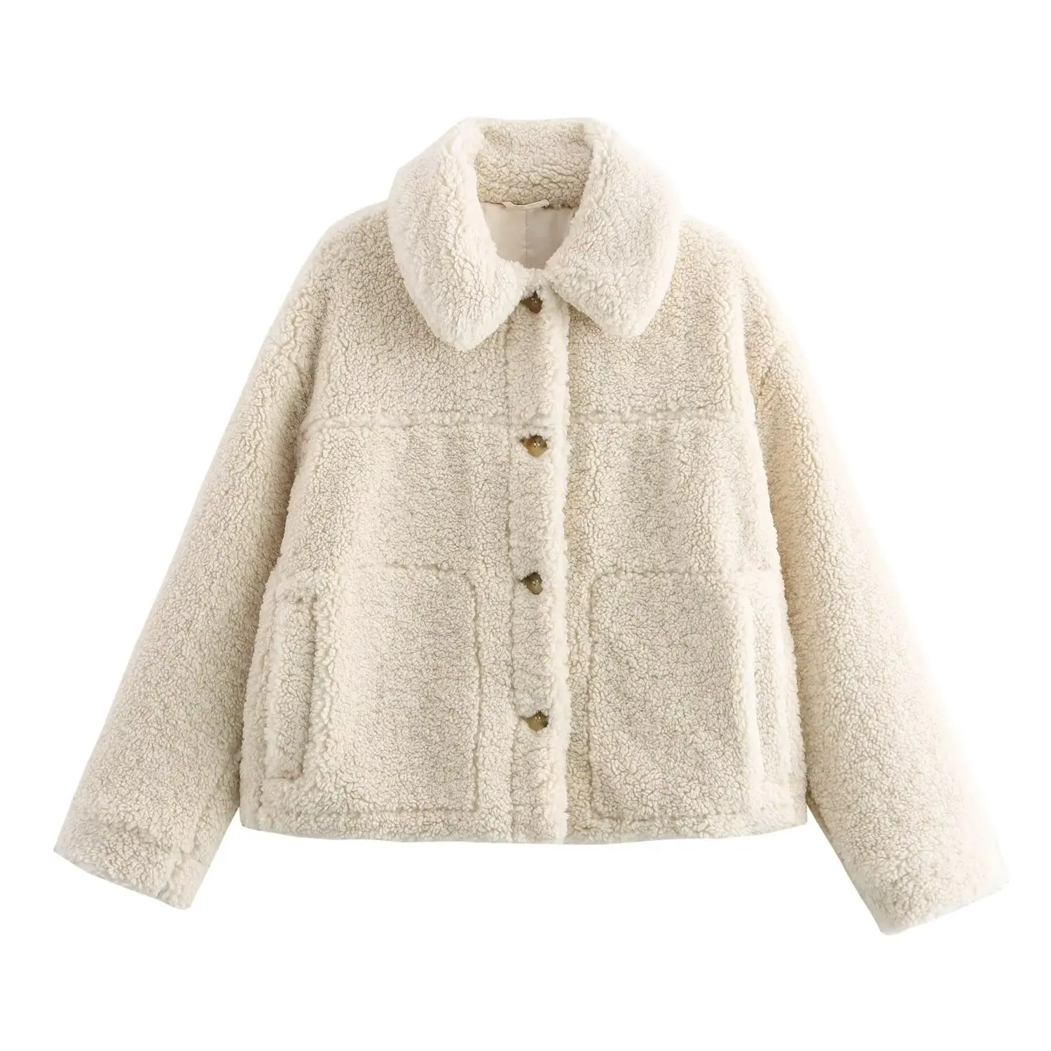 

UNIZERA women's jacket with lapel button pocket decoration solid color autumn new warm jacket jacket