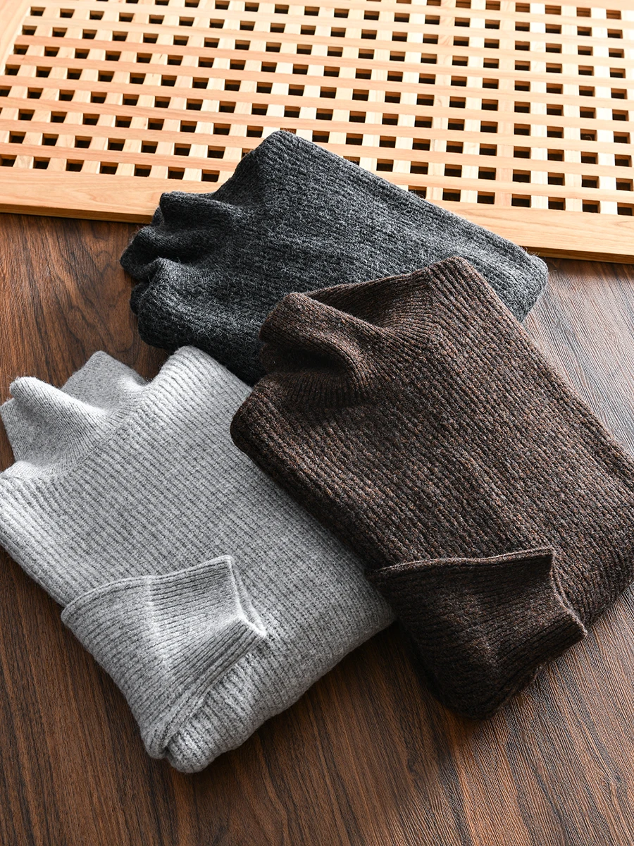 

Soft Touch Men's Knitted High Collar Sweater Casual Loose Winter Fashion Comfortable Neck Warmer Long Sleeve Top for Youth