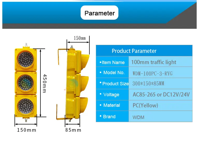 Petit enquêter de Circulation Rouge, Jaune, Vert, Boîtier PC avec Lentille Colorée, 100mm