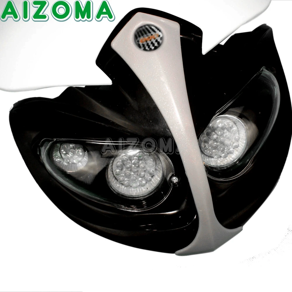 Universal Motocross Headlight LED Enduro Lights For Kawasaki KX KLX KXR KXF KMX Dual Sport Dirt Bike Supermoto Headlight Fairing