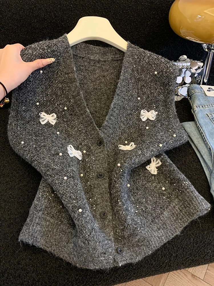 

Рекомендуемый уровень Chao, корейский женский жилет с v-образным вышивкой и блестками, весенне-осенний новый многослойный топ