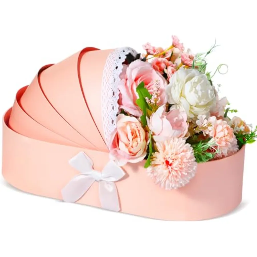 

Baby Carriage Flower Cradle Floral Basket Pink Crib Flower Arrangement Basket Paper Cardboard Box for Gender Reveal Baby Shower