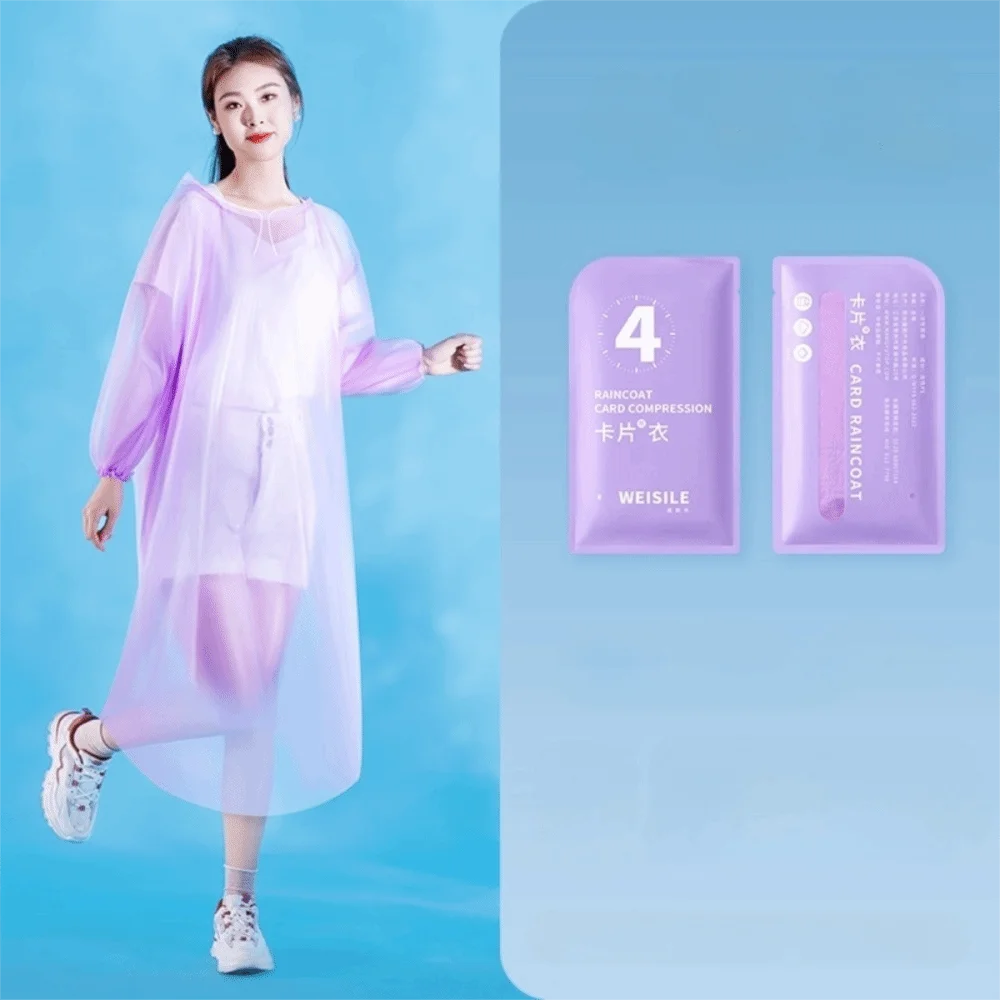 Thickened Portable Raincoat Outdoor Rainwear Waterproof Disposable Raincoat Card Packaging Hooded Rain Coat Women And Men