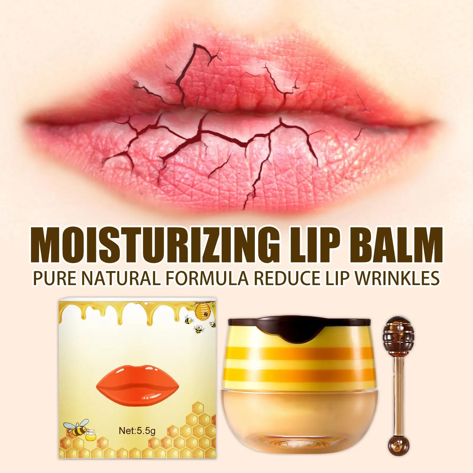 العسل قناع الشفاه مجموعة بين عشية وضحاها الكراك الشفاه ترطيب إصلاح بلسم الشفاه تتلاشى خطوط الشفاه إزالة الجلد الميت الشفاه الدعك مقشر للجنسين #4