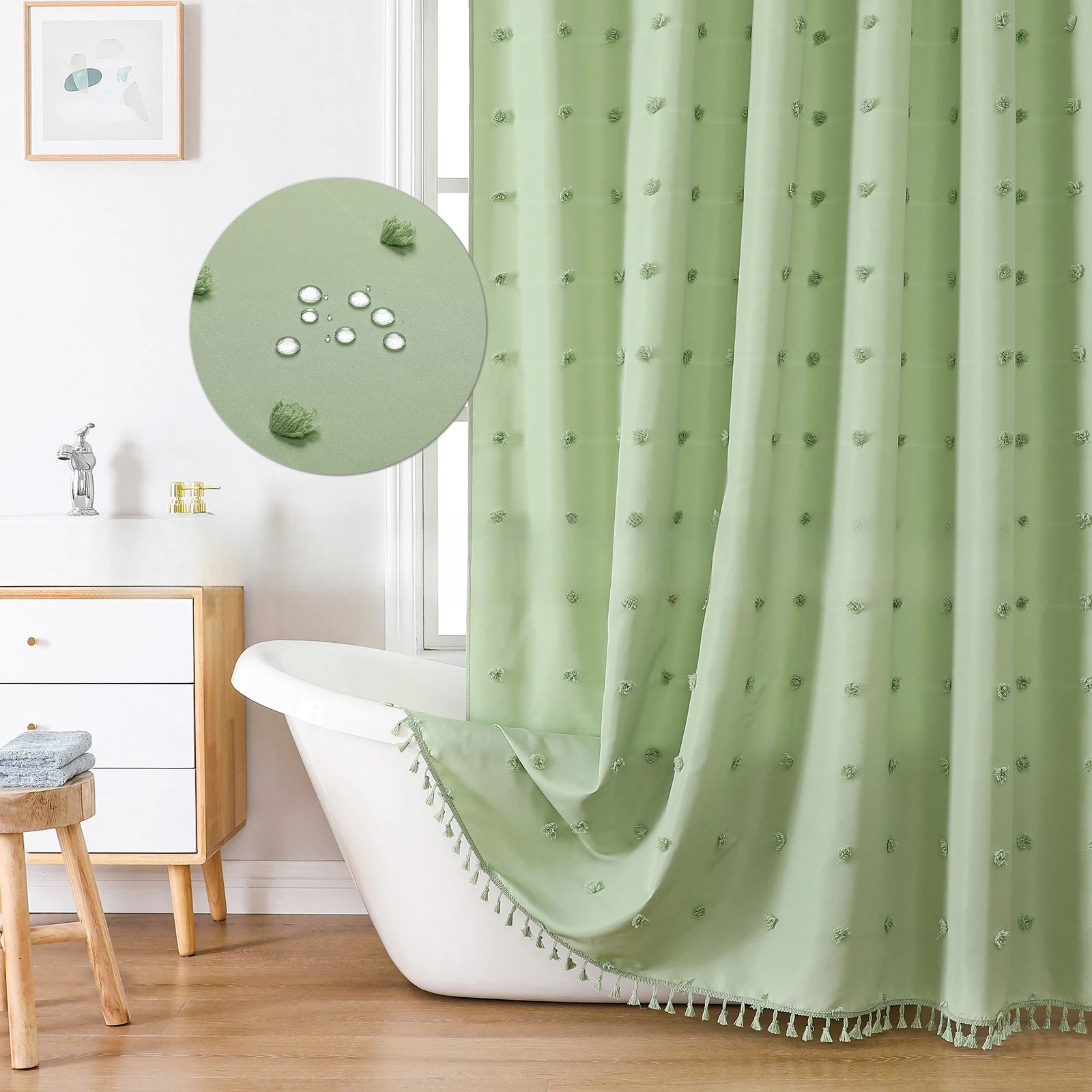 

Водонепроницаемая полиэстеровая занавеска для ванны с простой гортензией и 3D-жаккардовым дизайном