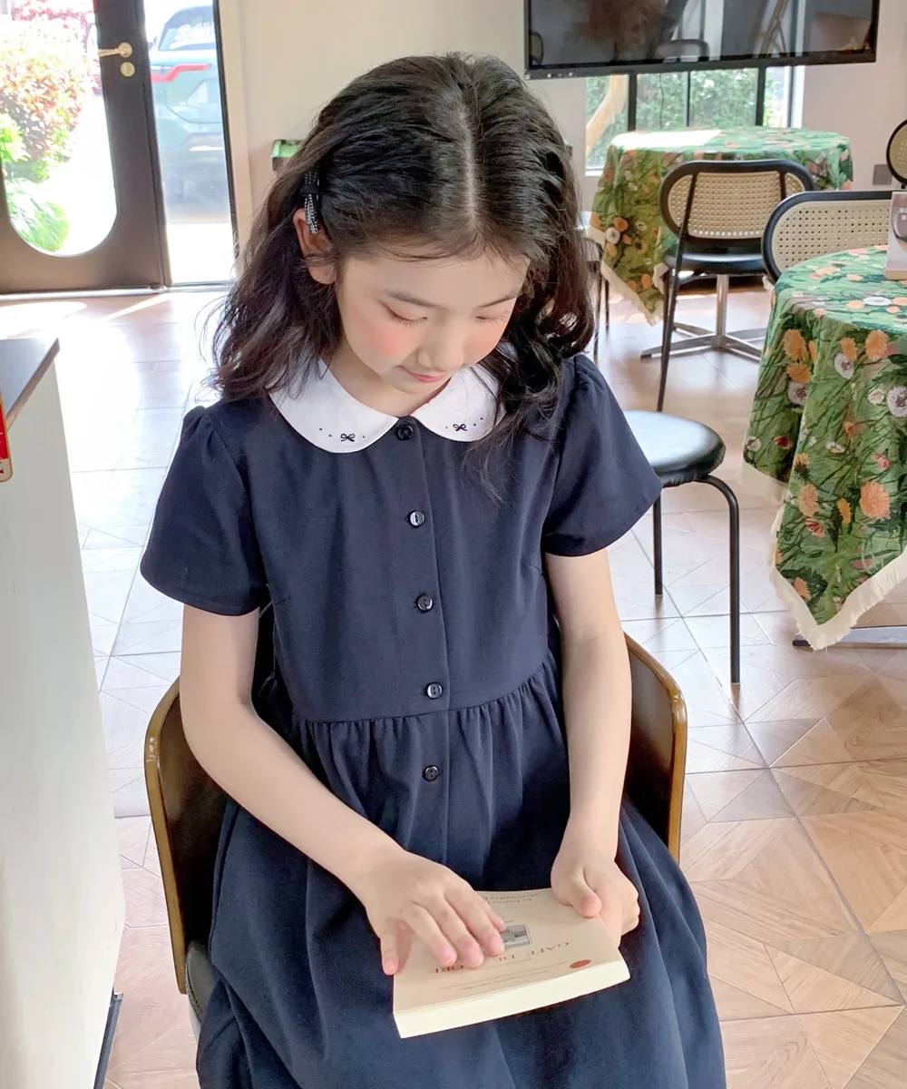 

summer dresses kids clothes girls academic style peter pan collar Girls' summer dress girls dresses baby girl clothes