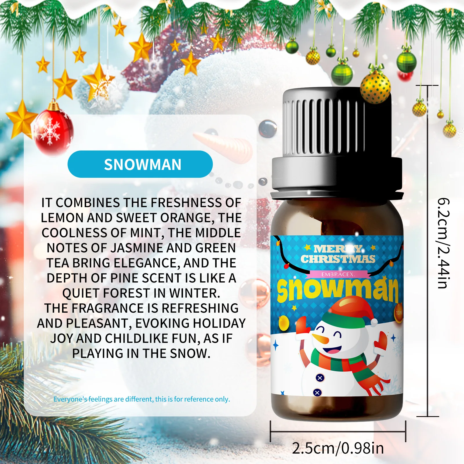 10ml Snowman Fragrance Oils Christmas Atmosphere Christmas Gifts Christmas Soap Making Winter Happy