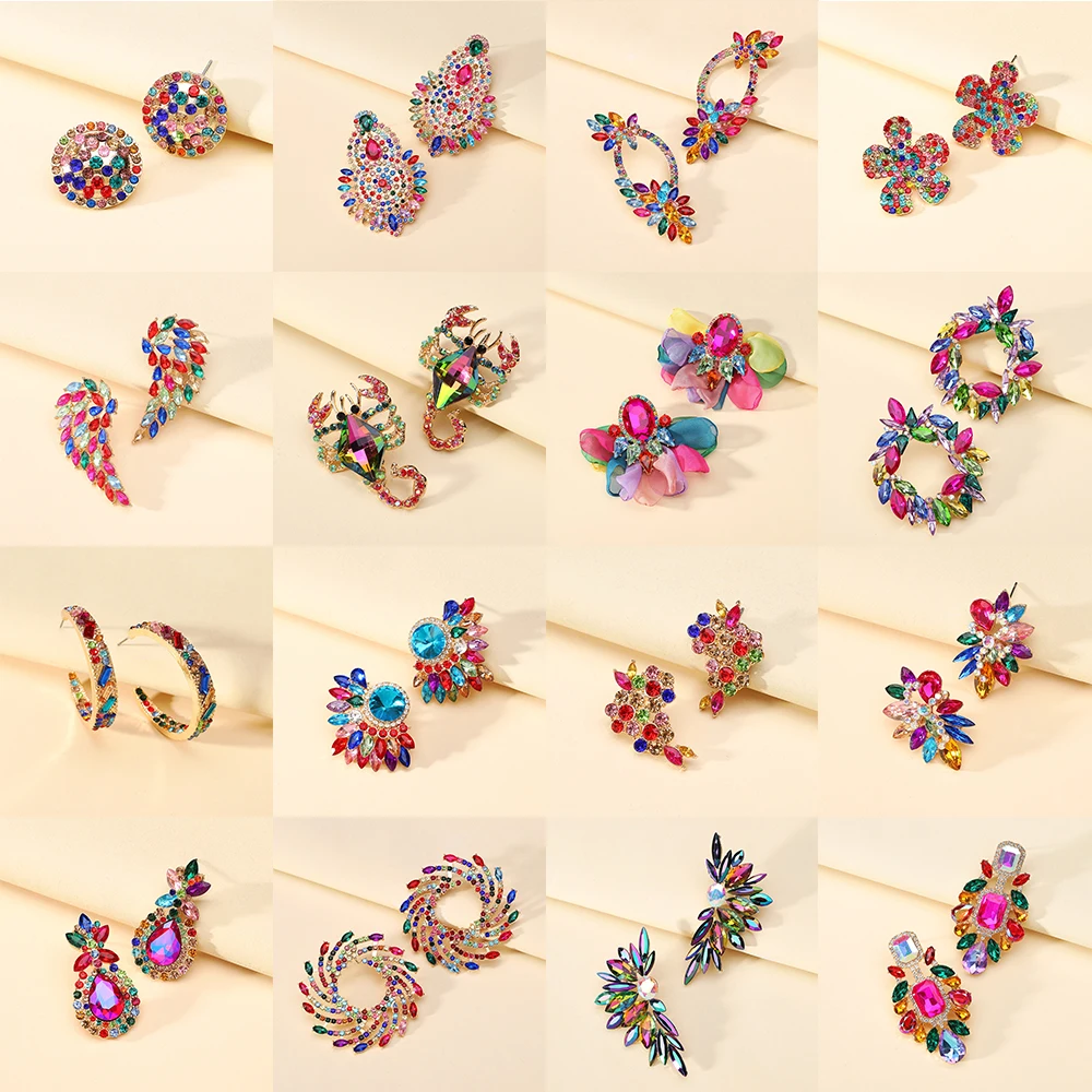 Women's Bohemian Colored Stud Earrings Autumn Winter Exquisite Luxury Sweet Elegance Daily Holiday Charm Jewelry Accessories