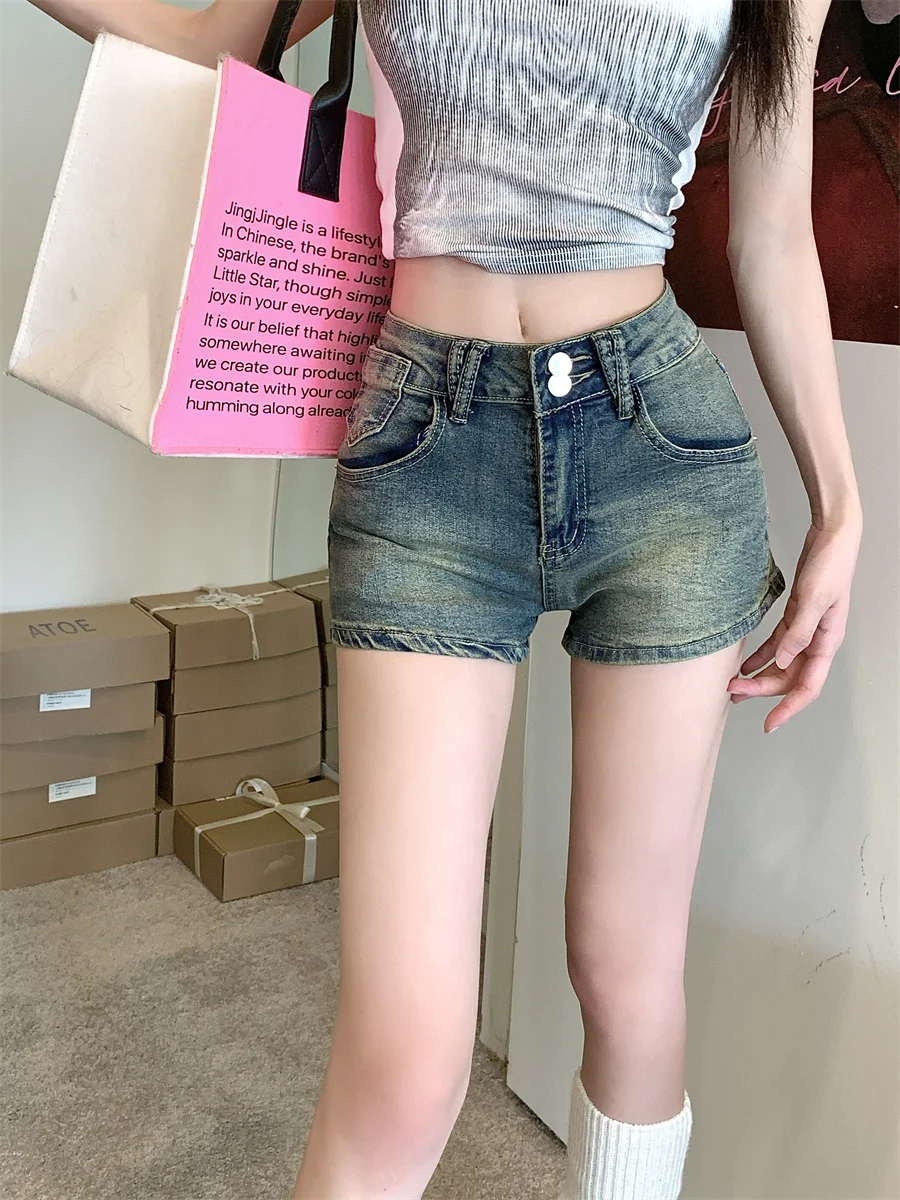 

Slergiri Shorts women's summer jeans 2024 new washed do old high waist female hot pants korean fashion streetwear jean shorts