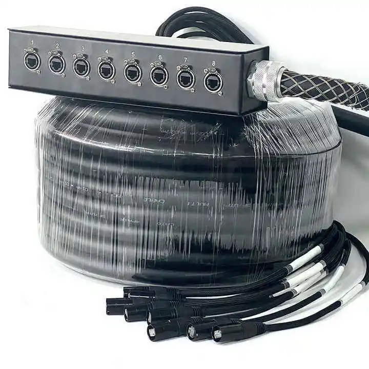 Outdoor Display ABCCABLS OEM High-quality 8-channel CAT6 SF/UTP Shielded PVC RJ45 Ethernet Snake-shaped Cable Box for Stage Use