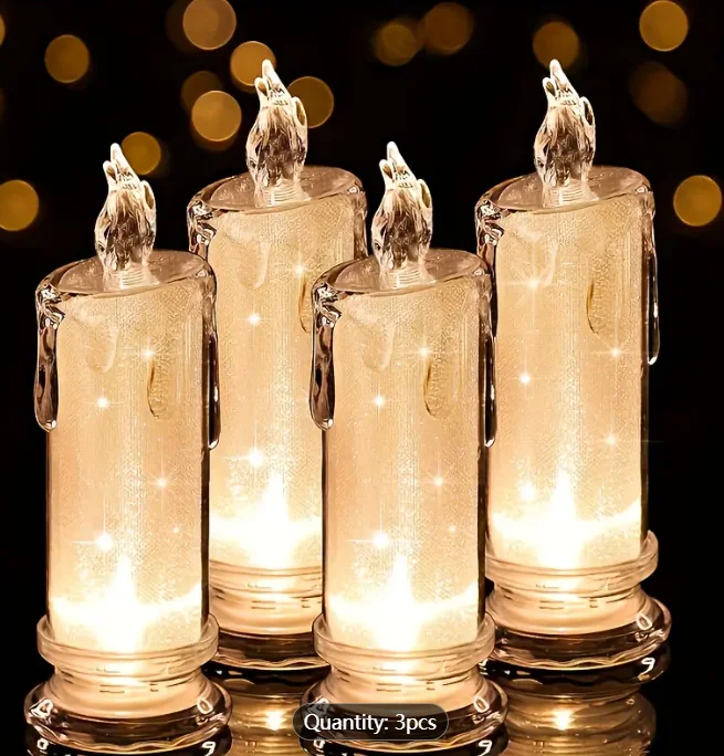 3Pcs LED Candle Lanterns with Battery - Flameless Candles for Romantic Weddings, Valentine's Day, Birthdays, Family Dinners & Be