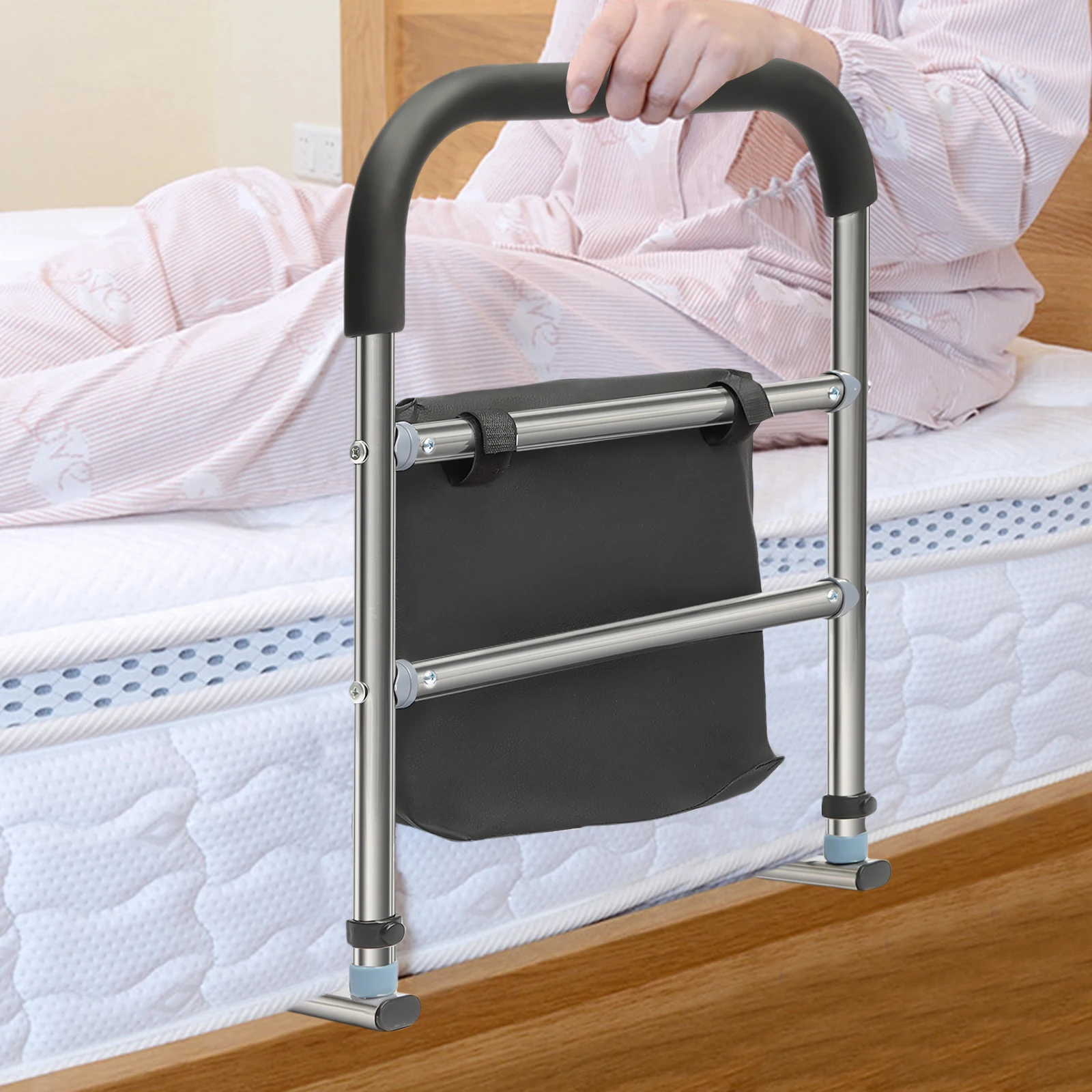 Bed Rails for Elderly Adults 46 * 42CM Bed Railing Rail Assist for Seniors Safety Bed Cane Guard Rail L-shaped Three Rails