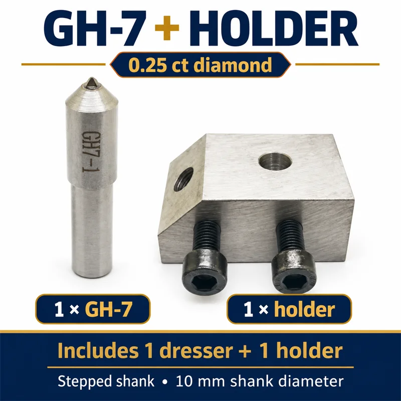 Diamond Grinding Wheel Dresser Kit GH-4 GH-7 GH-15 0.25ct 10mm Straight/Stepped Shank with Optional Holder for Polishing & Sharp