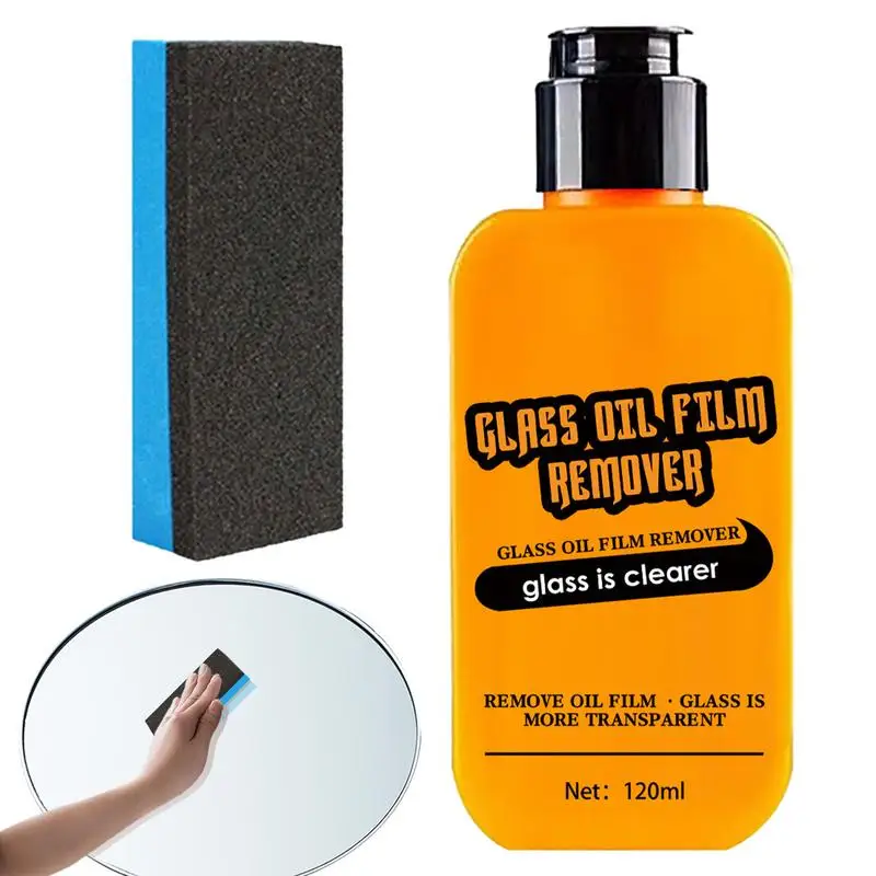 Glass Oil Film Remover For Car Home Water Spot Remover Kit With Sponge Glass Oil Film Removal Agent Window Film Remover