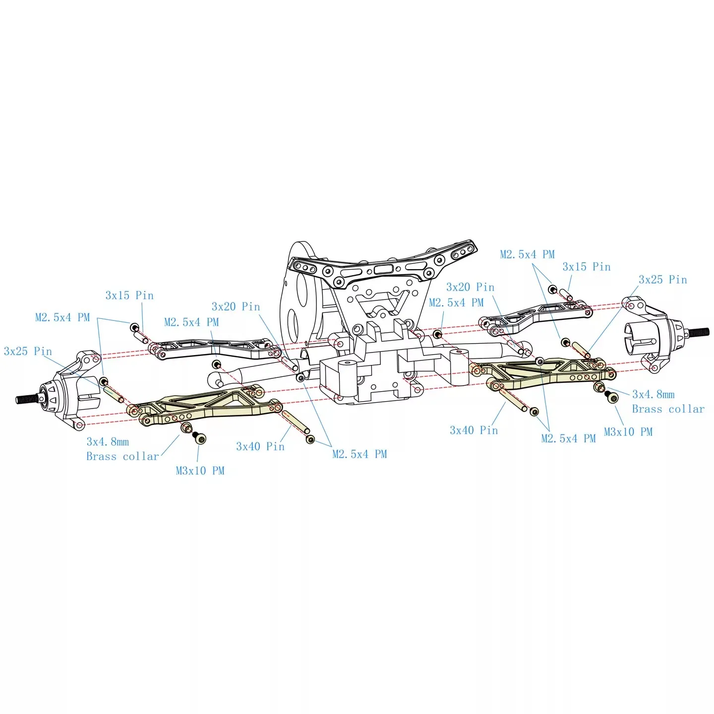 Brazo inferior trasero de aleación de aluminio HR Tamiya Tamiya DT-04