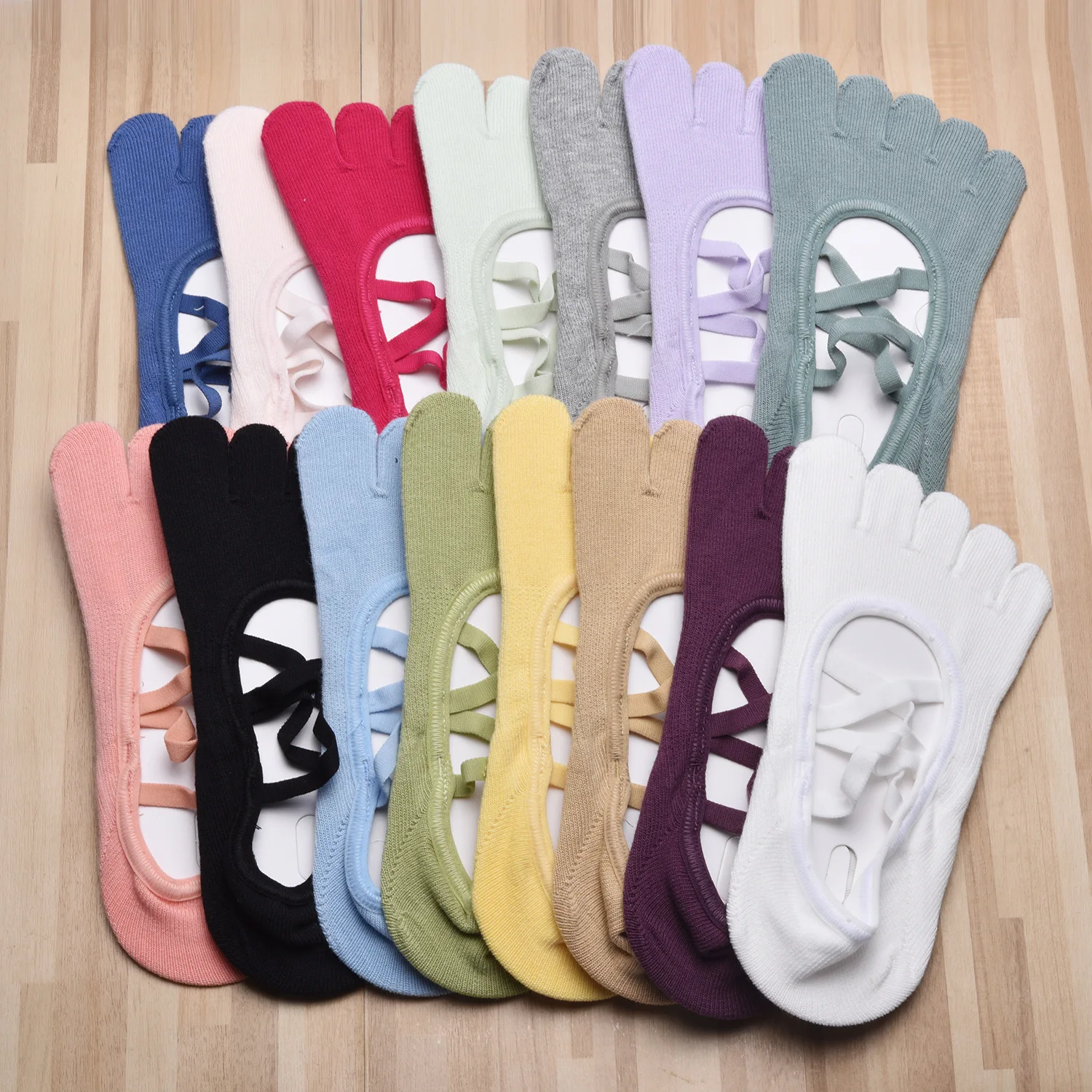 Women Bandage Breathable Pilates Socks Ladies Anti-slip Cotton Backless Sock Five Toes Ballet Dance Fitness Workout Sports Socks