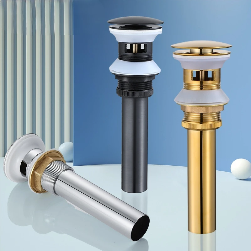 

Brass Pop Up Sink Drain Stopper, Anti-Clog Anti-Odor Strainer, Kitchen Bathroom Basin Drain Cover, Lavatory Plumbing Accessory