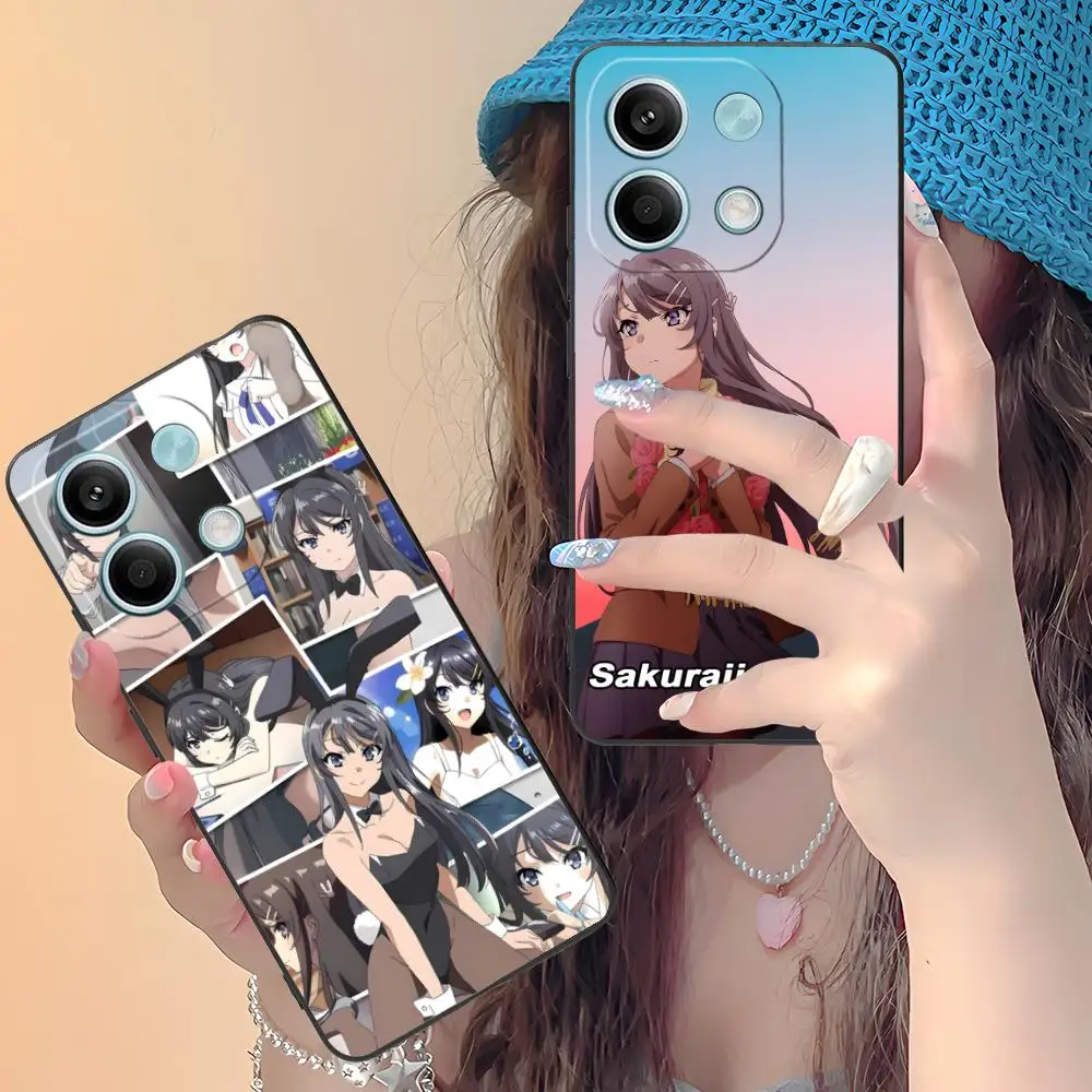 

Чехол для мобильного телефона Anime Mai Sakurajima для Xiaomi Redmi Note 14 13 12 11 A5 3 2 1 Pro Plus 4G 5G, цветной защитный чехол, роскошный