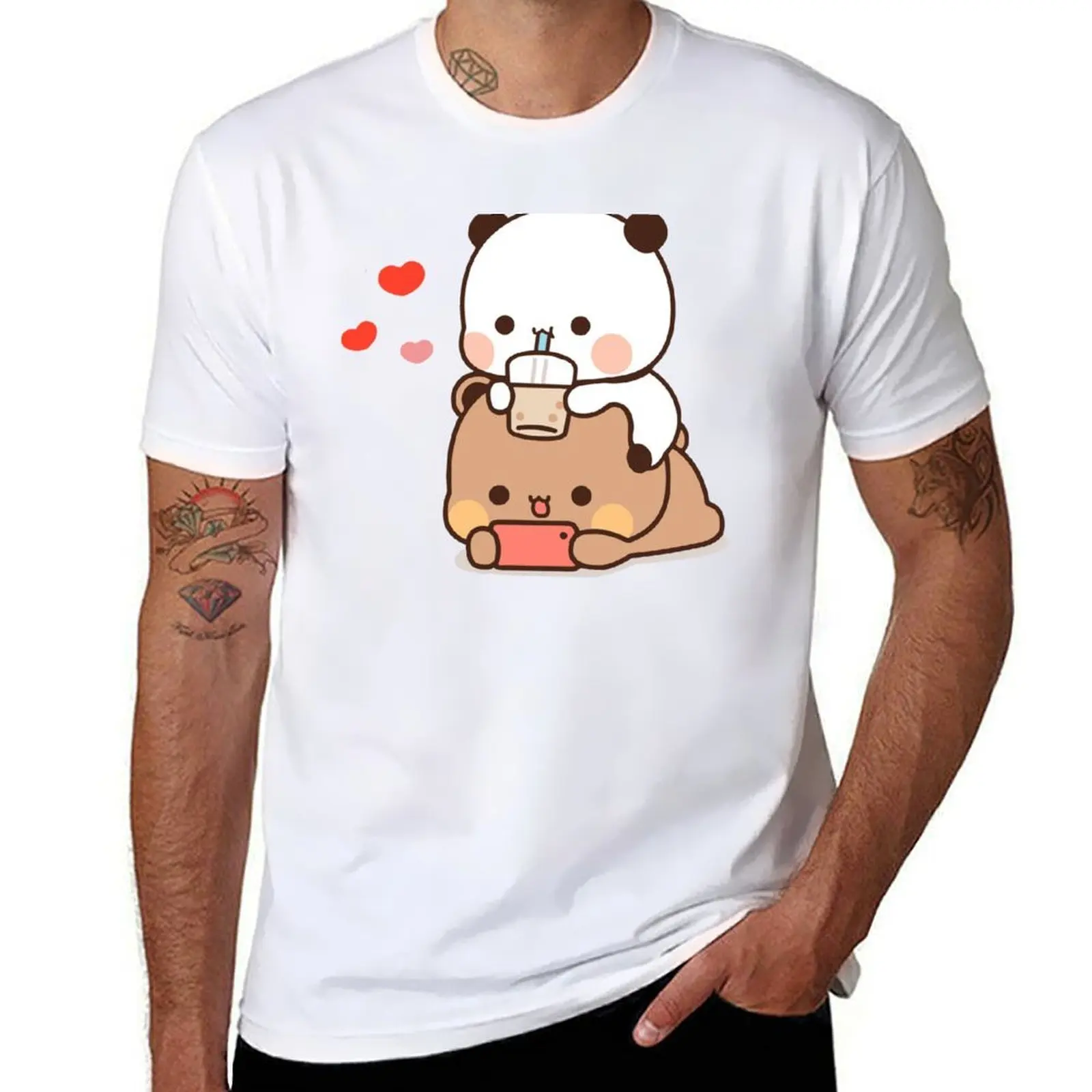 

Bear plain for man t shirts Panda and man printed t time BuBu shirt T-Shirt enjoying together DuDu