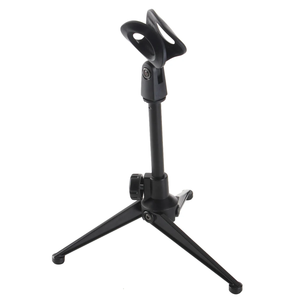 Plastic Microphone Holder Stand Tabletop Portable Foldable Mic Tripod Desktop Stand with Clamp