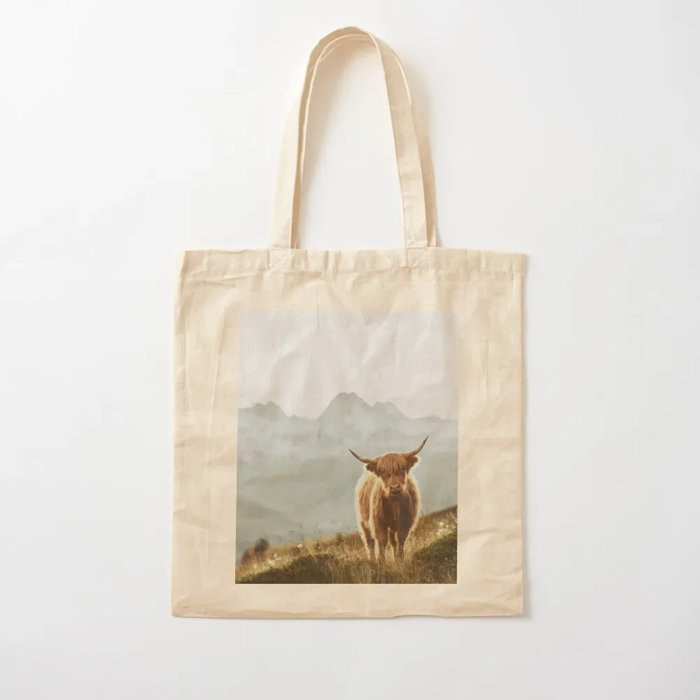 Highland Cow - Vintage Style Tote Bag free delivery bags reusable shopping bags Women's bags custom fabric bag