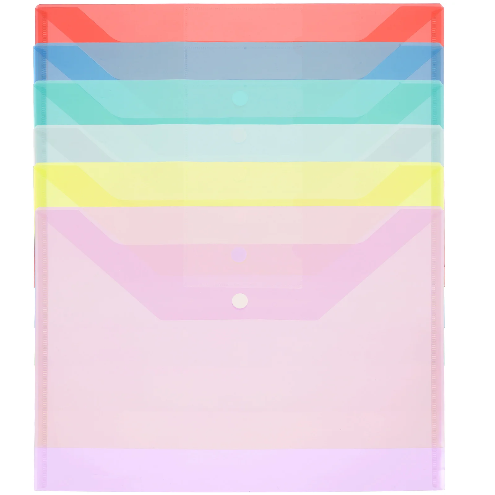 

6 Pcs A4 File Folders Plastic Document Bags Snap Button Envelopes Office School Transparent Waterproof Storage Pouches ganizer