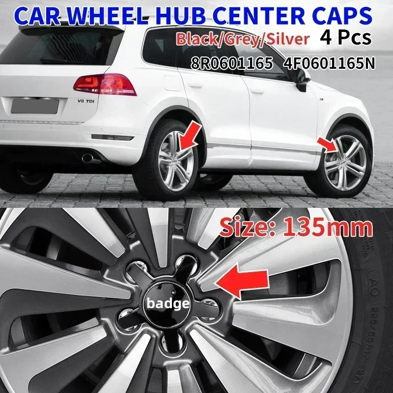 

4PCS 135mm 4F0601165N Wheel Center Cap Car Hub Cap Fit Five claws logo For VW Volkswagen Auto Accessories