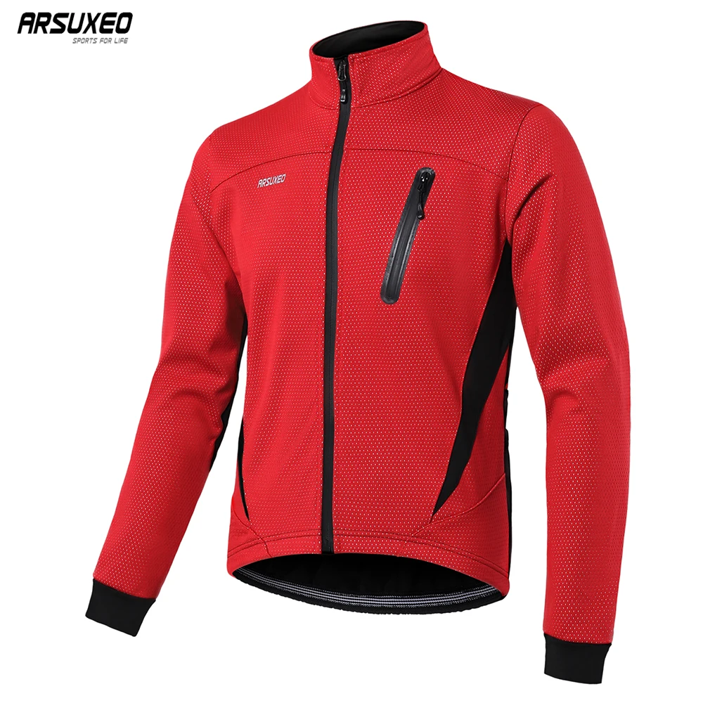 ARSUXEO-Jaqueta de Ciclismo Térmica Masculina, Inverno Warm Up Fleece, Roupa de bicicleta, Windbreak impermeável, Impermeável Moto, 16H