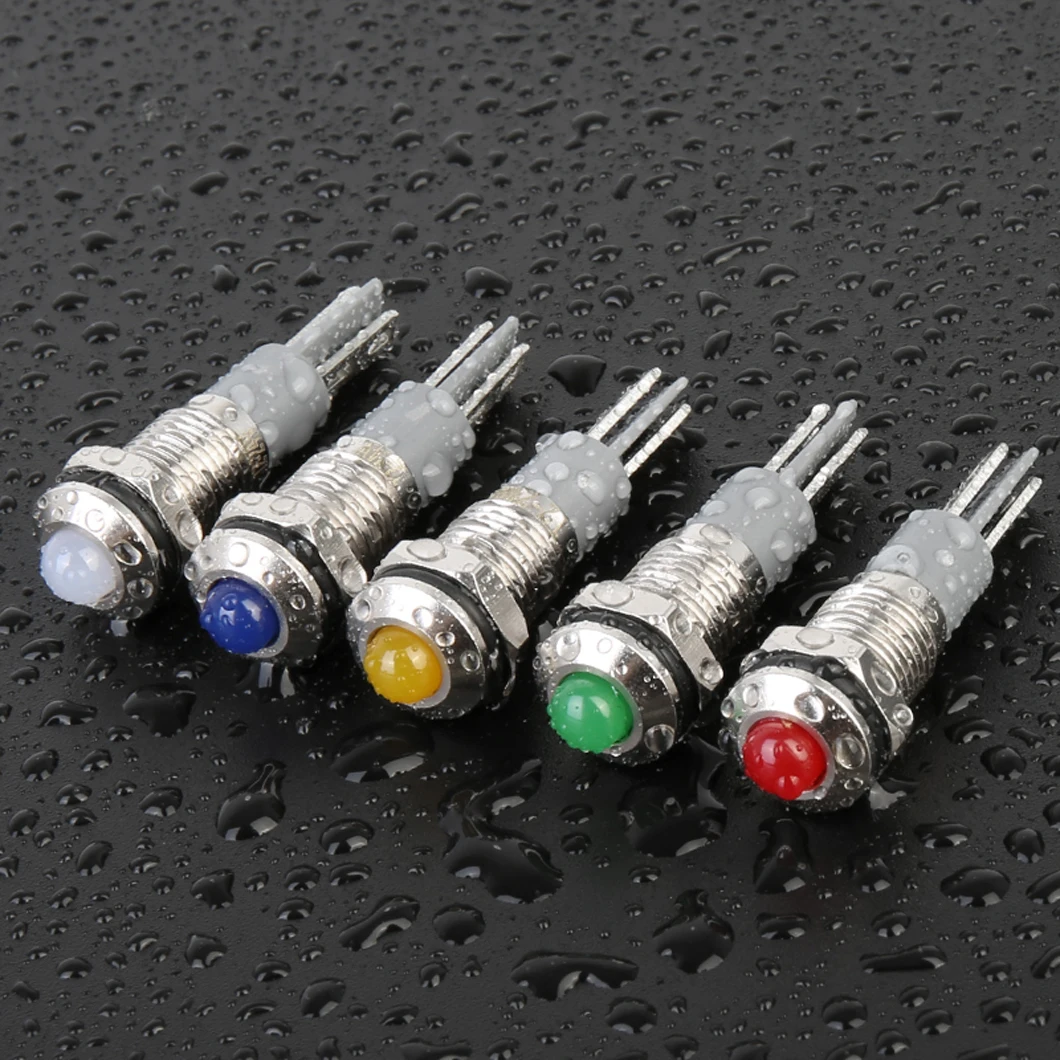 

ABILKEEN 20PCS 8MM Metal LED Indicator Light Ball/Flat Surface Industrial Signal Pilot Light IP65 Waterproof LED Pilot Lamp