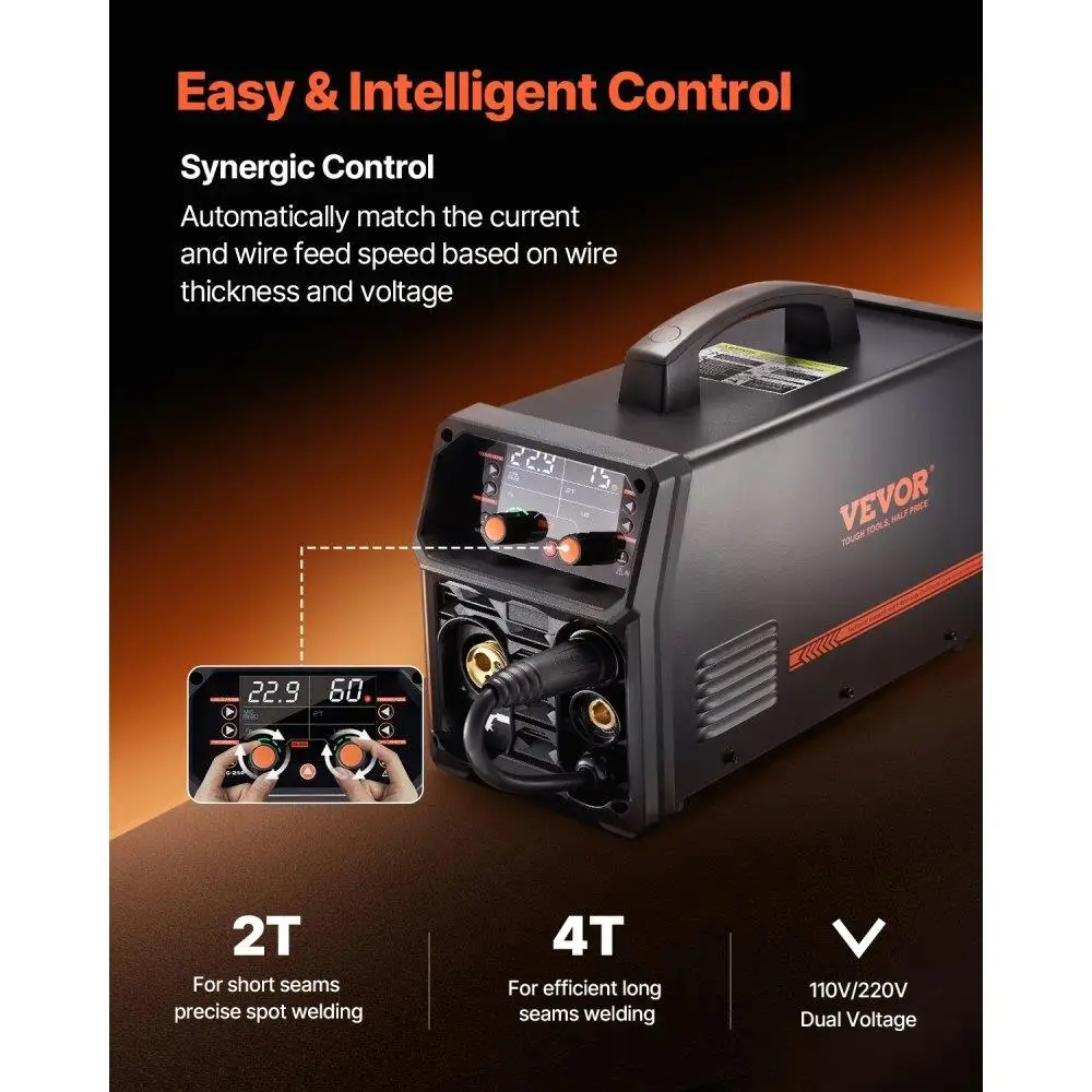 250A MIG Welder 5in1 Synergic Welding Machine Multifunctional Pulse Welding Tool for Steel Stainless Aluminum