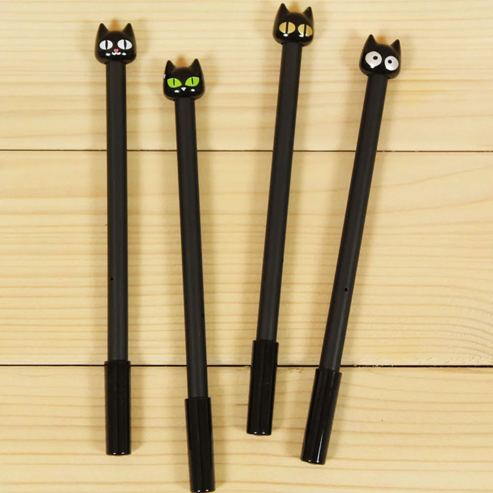 

4Pcs Cat Gel Ink Pens Kawaii Style 0.5mm Fine Tip Smooth Writing Set Stationery for Students Note Making Black Ink
