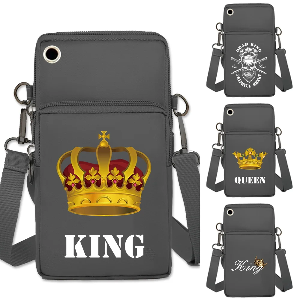 Mobile Phone Bag Crossbody Bags Wrist Pack Wallets Apple/Huawei/Samsung Universal Waterproof Cell Phone Packet King Queen Print